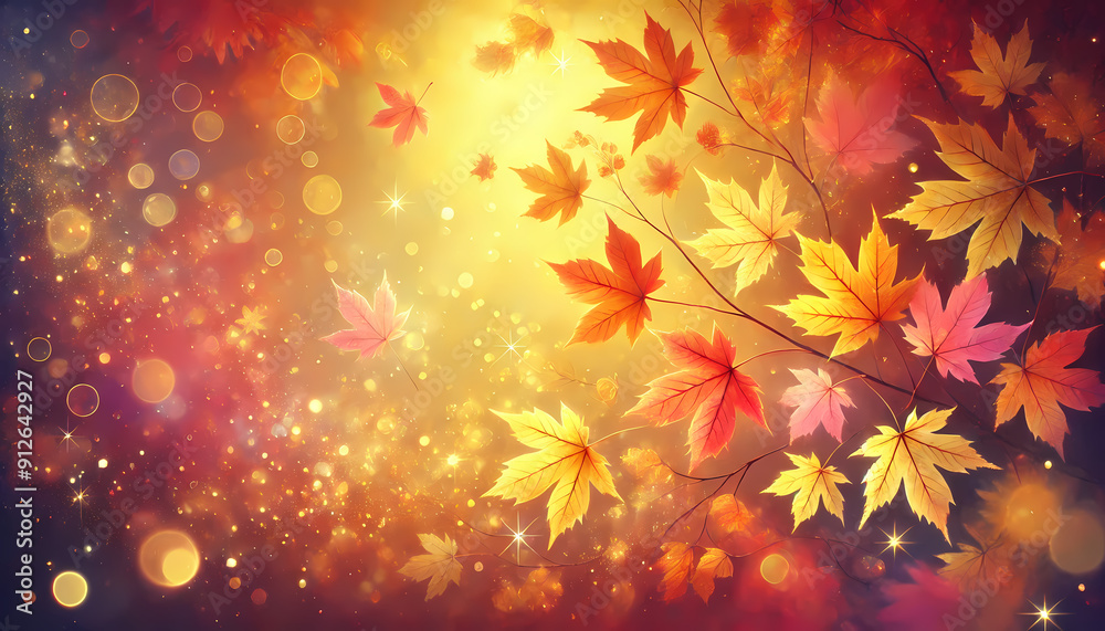 Autumn Glow: Sunlit Maple Leaves in a Dreamy Golden Light Autumn Glow: Sunlit Maple Leaves in a Dreamy Golden Light