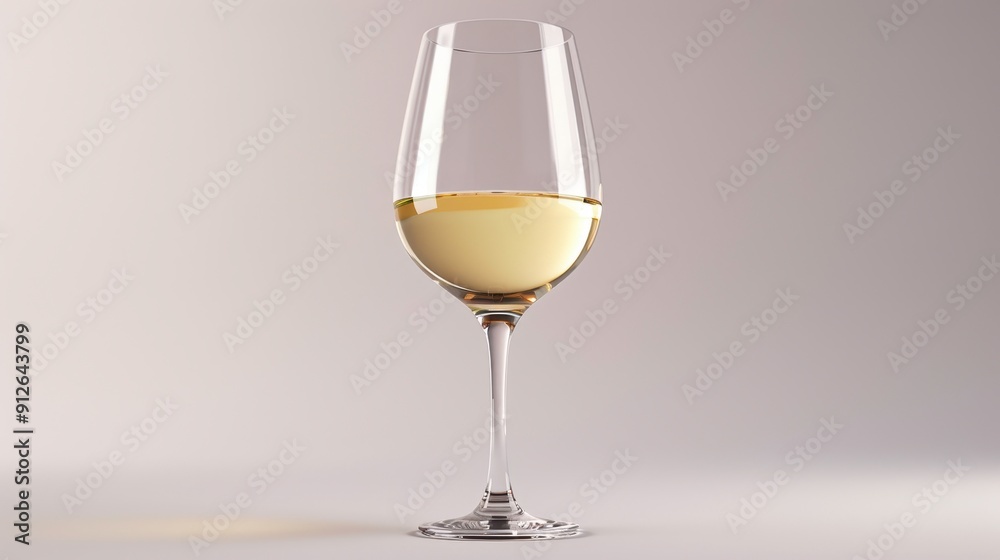 White wine glass, 3D illustration, realistic, isolated on white background White wine glass, 3D illustration, realistic, isolated on white background