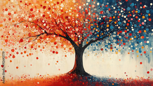 Fototapeta Naklejka Na Ścianę i Meble -  Elegant colorful with vibrant flower hanging branches illustration background. Bright color 3d abstraction wallpaper for interior mural