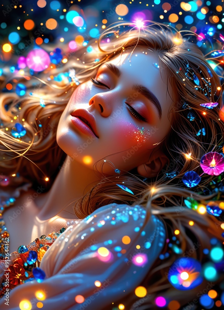 a scene of a girl dreaming. 