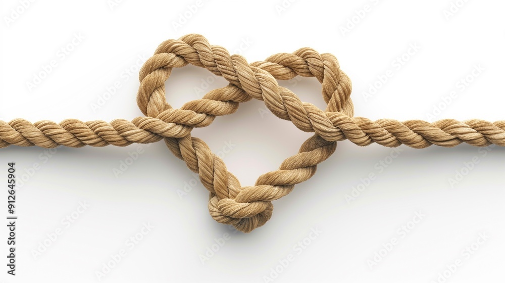 Heart shape knot of rope isolated on white background. Heart shape knot of rope isolated on white background.