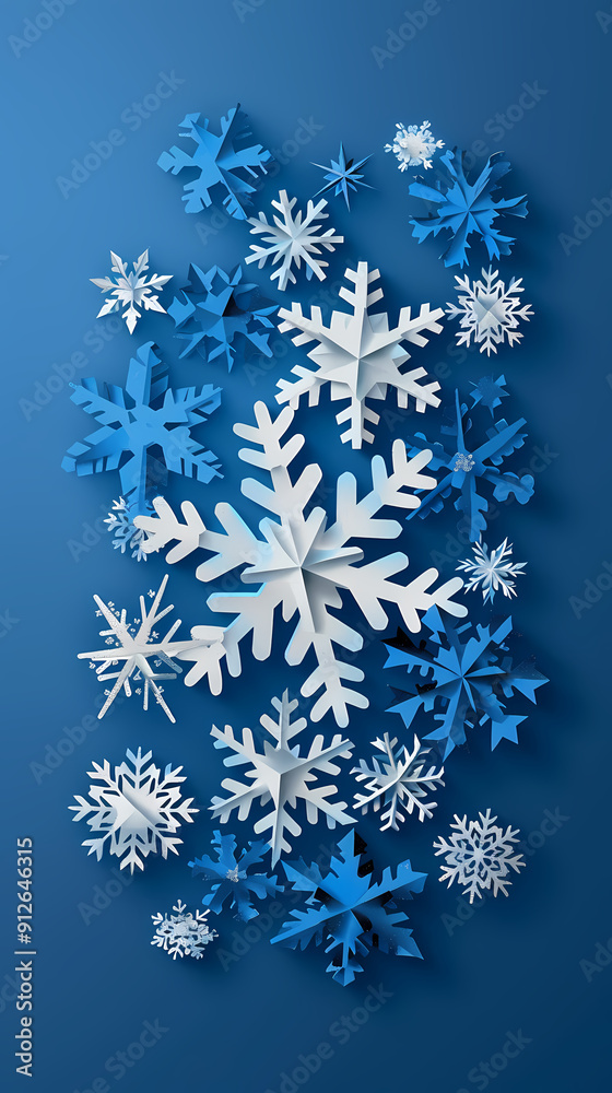 Blue Christmas snowflakes background,Vector illustration. Paper cut cartoon style Blue Christmas snowflakes background,Vector illustration. Paper cut cartoon style