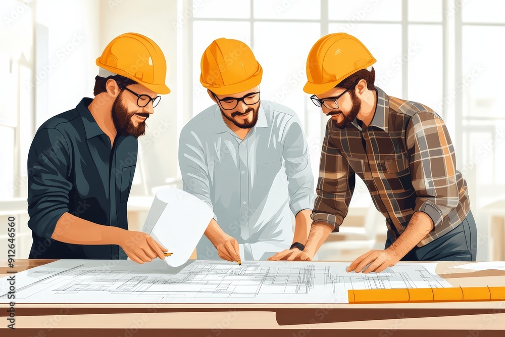 Modern Civil Engineering Team Meeting Concept. Modern Civil Engineering Team Meeting Concept.