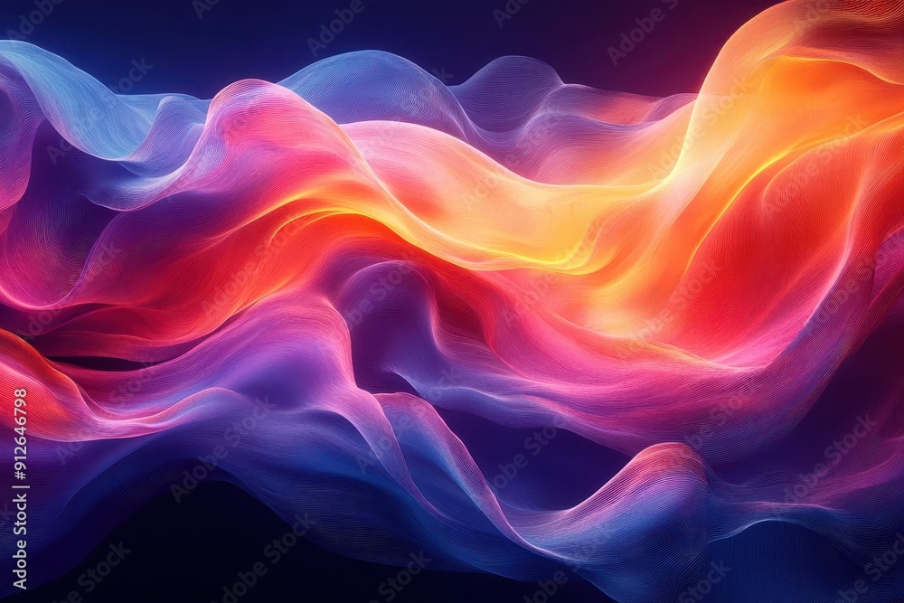 Fototapeta premium abstract digital artwork featuring fluid shapes and vibrant color gradients blending organic and geometric elements to create a sense of motion and innovation on a dark background