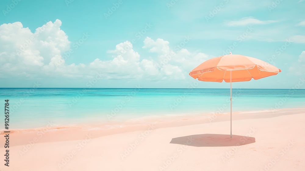 surreal island aesthetic with a pastel pink beach umbrella on pink sand, ocean in the distance, dreamy and calming beach scene, beach, umbrella surreal island aesthetic with a pastel pink beach umbrella on pink sand, ocean in the distance, dreamy and calming beach scene, beach, umbrella
