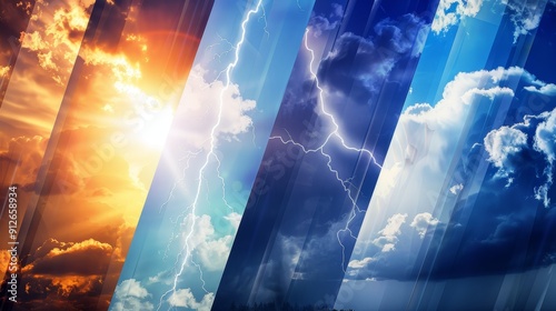 Weather Forecast Collage Concept Background with seasonal variations