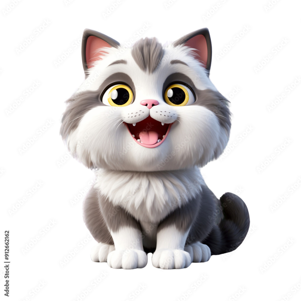 Cute funny smiling cat 3D cartoon character, fluffy kitten png clip art isolated on transparent background Cute funny smiling cat 3D cartoon character, fluffy kitten png clip art isolated on transparent background