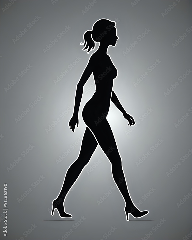 Silhouette of a woman walking. Silhouette of a woman walking.