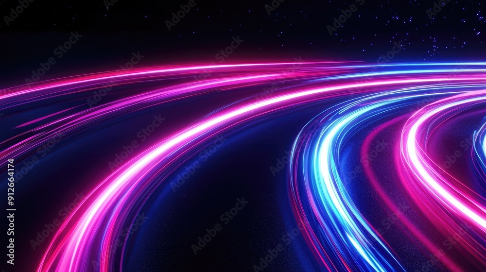 Abstract swirling neon light trails in a dark background Abstract swirling neon light trails in a dark background