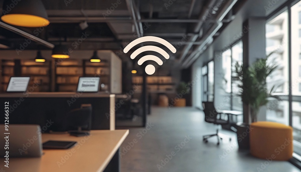 Connected WiFi Symbol Signifying Internet in a Modern Office for Lifestyle 40 Internet in lifestyle 4.0 Connected WiFi Symbol Signifying Internet in a Modern Office for Lifestyle 40 Internet in lifestyle 4.0