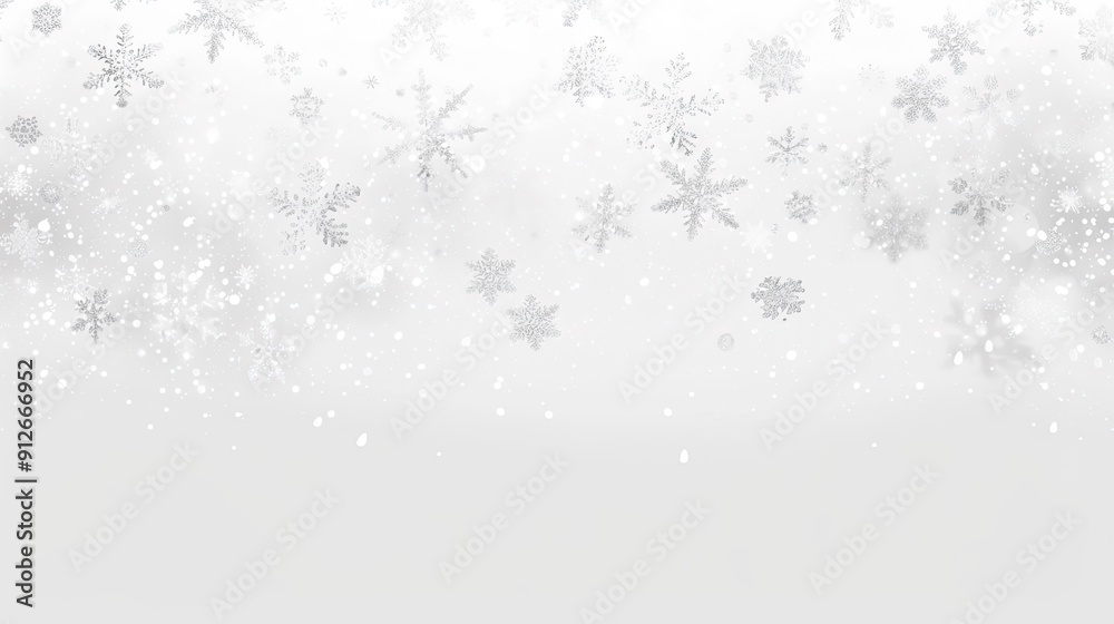 The white background, with scattered snowflakes falling from top to bottom, is very realistic and realistic The white background, with scattered snowflakes falling from top to bottom, is very realistic and realistic