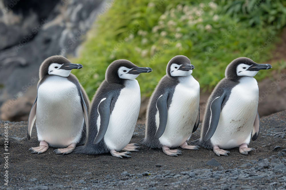 Fototapeta premium southern penguin group living in the nature of Antarctica 