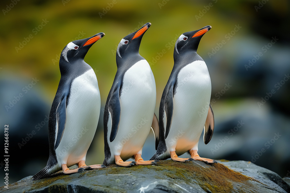 Fototapeta premium southern penguin group living in the nature of Antarctica 