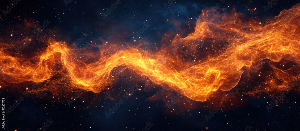 Abstract Fire Stream in Dark Space Abstract Fire Stream in Dark Space