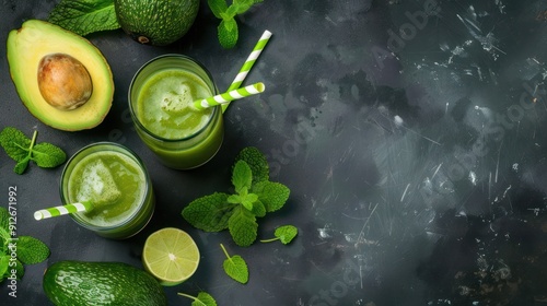 Green Smoothie with Avocado and Mint