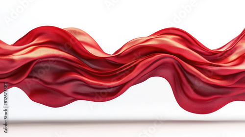 Red silky fabric flowing in the wind.