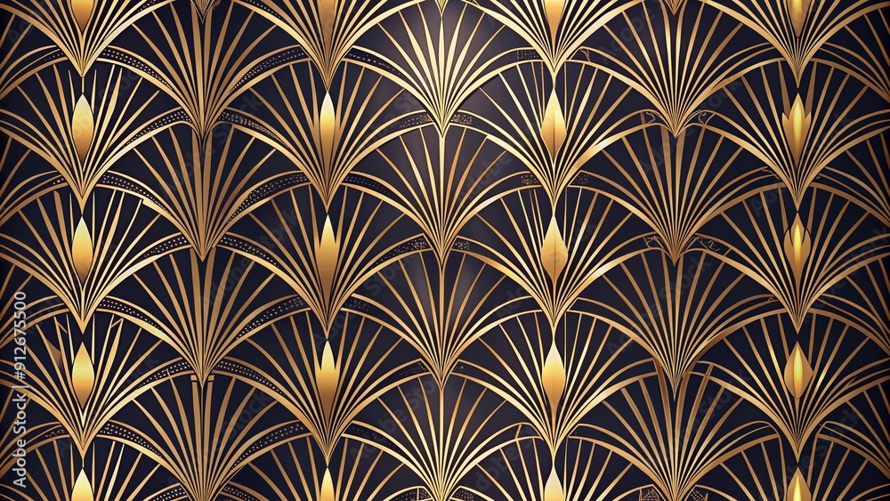 Elegant art deco seamless pattern features delicate golden geometric lines, abstract florals, and minimalist textures in a sophisticated, refined, and vintage-inspired design. Elegant art deco seamless pattern features delicate golden geometric lines, abstract florals, and minimalist textures in a sophisticated, refined, and vintage-inspired design.