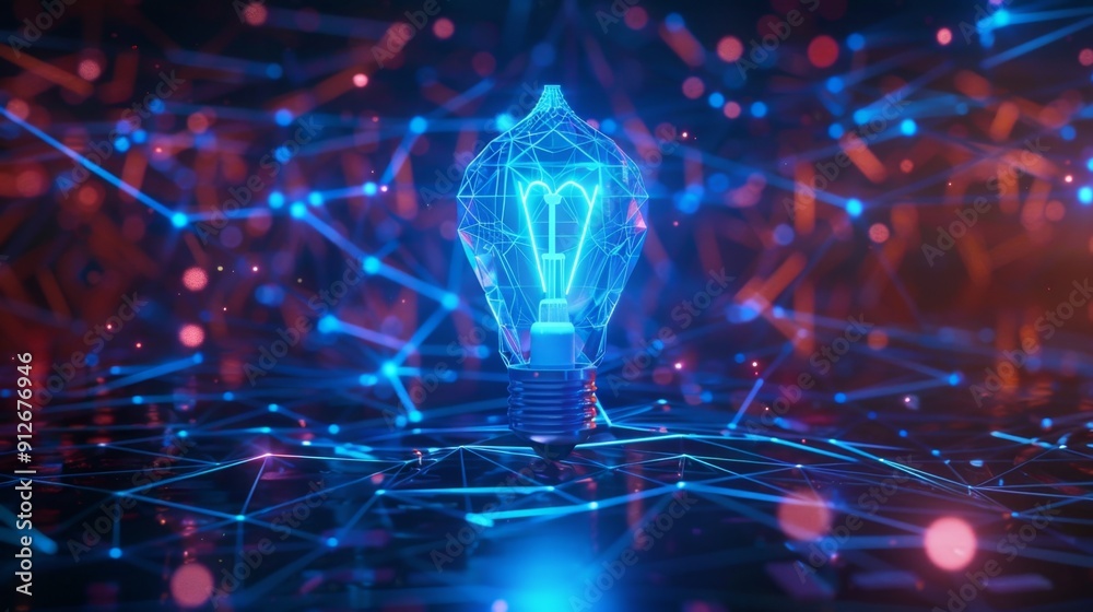 Innovative Lightbulb Concept on a Network Background Innovative Lightbulb Concept on a Network Background