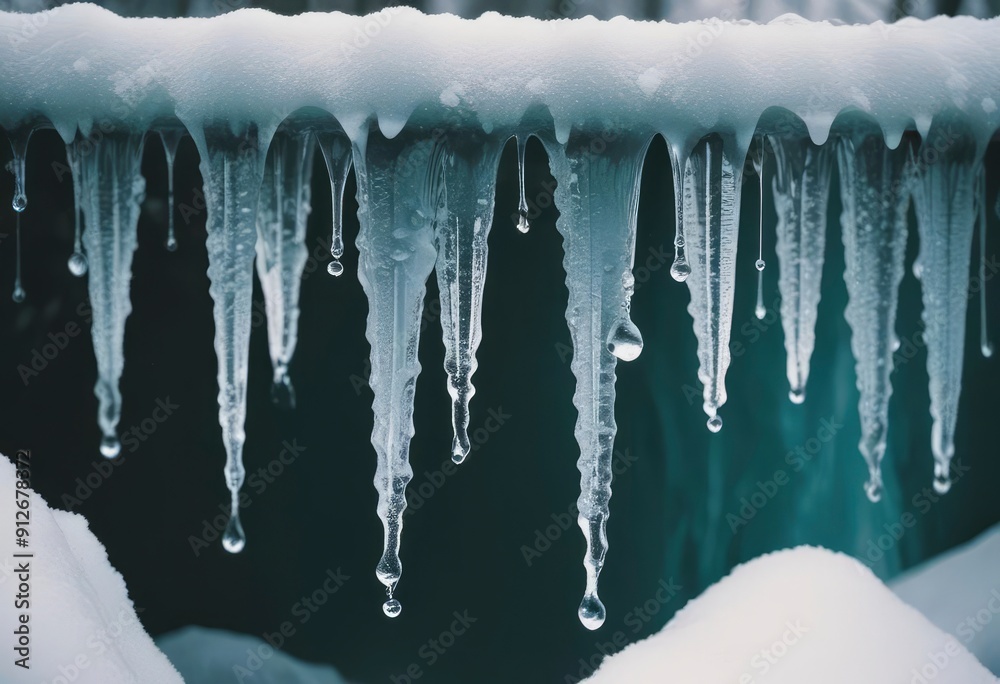 35mm film photography, A winter-themed image of a water splash as icicles melt, with small frozen particles mixing with the water in a snowy landscape., high detail, deep teal and light, ai 35mm film photography, A winter-themed image of a water splash as icicles melt, with small frozen particles mixing with the water in a snowy landscape., high detail, deep teal and light, ai
