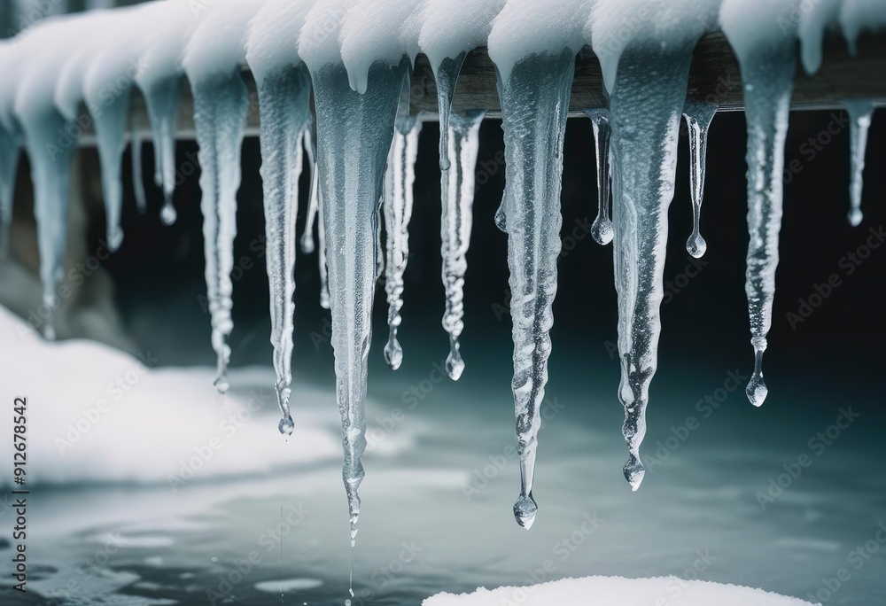 35mm film photography, A winter-themed image of a water splash as icicles melt, with small frozen particles mixing with the water in a snowy landscape., high detail, deep teal and light, ai 35mm film photography, A winter-themed image of a water splash as icicles melt, with small frozen particles mixing with the water in a snowy landscape., high detail, deep teal and light, ai