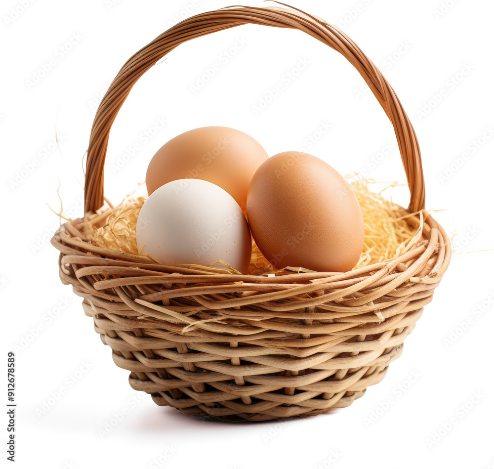 Fresh eggs in basket