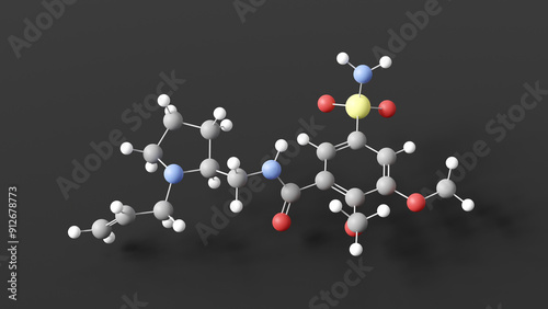 veralipride molecule 3d, molecular structure, ball and stick model, structural chemical formula typical antipsychotic photo