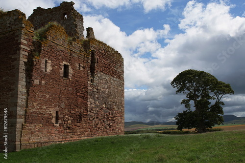 The Ruins of Cessford Castle located between Jedburgh and Kelso in the Scottish Borders. It was a stronghold for the Ker family, abandoned in 1650.