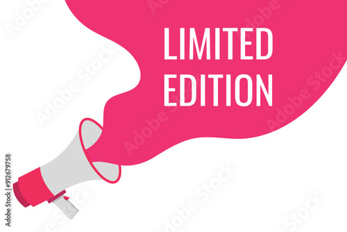 limited edition button, banner, label, template for website. limited edition text with colorful megaphone icon 