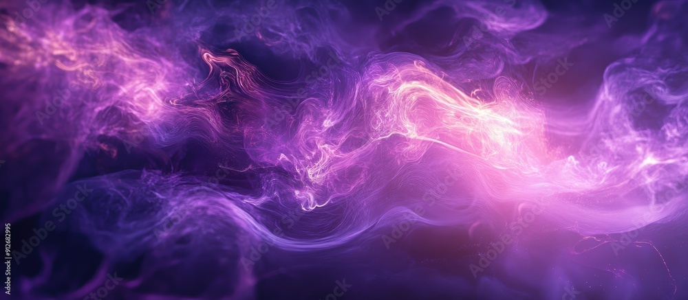 Fototapeta premium Futuristic abstract background featuring swirling purple energy waves and liquid plasma smoke particles