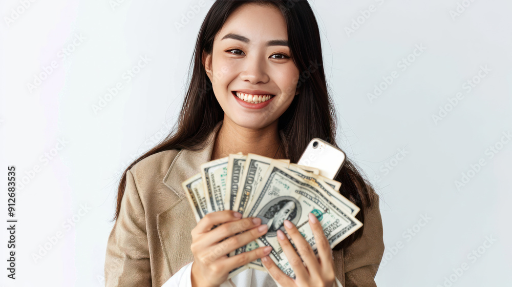 Businessman in office grinning with satisfaction, surrounded by a heap of dollar money Businessman in office grinning with satisfaction, surrounded by a heap of dollar money