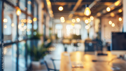 Wallpaper Mural Blurred open office environment with abstract light bokeh, emphasizing a spacious and modern design Torontodigital.ca