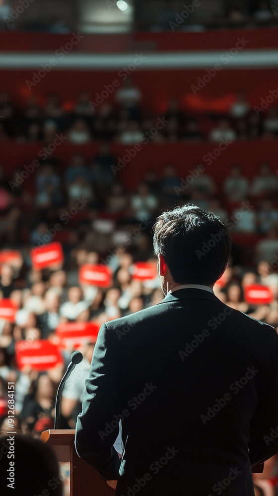 Electoral Candidate Delivering Speech to an Engaged Audience Electoral Candidate Delivering Speech to an Engaged Audience