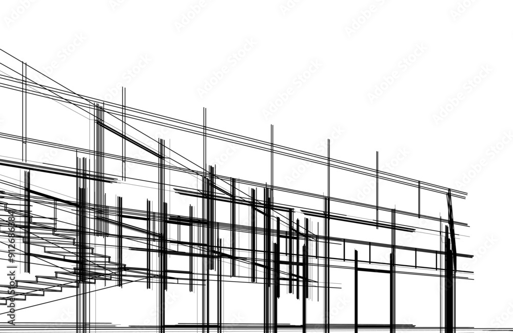 house building sketch architecture 3d illustration house building sketch architecture 3d illustration