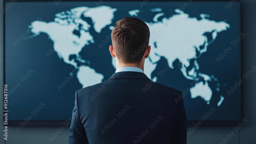 CEO presenting global strategy plan in modern office, strategy identity, leadership vision CEO presenting global strategy plan in modern office, strategy identity, leadership vision