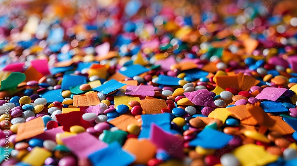 A colorful pile of candy and confetti A colorful pile of candy and confetti
