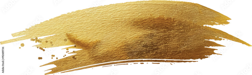 Watercolor brush strokes background, gold color, isolated, for design	
