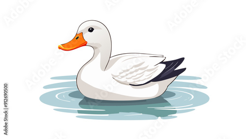 Cute duck cartoon in water