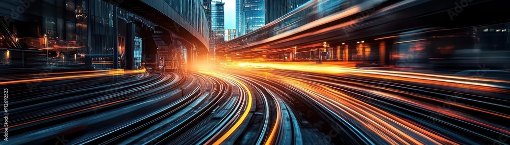 Obraz premium Urban transportation, vibrant colors, dynamic scenes, urban setting, modern