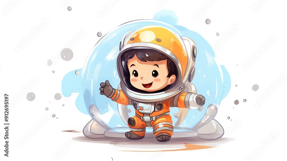 Illustration of a baby astronaut complete with costume, jacket, helmet, shoes, a picture of the future. Illustration of a baby astronaut complete with costume, jacket, helmet, shoes, a picture of the future.