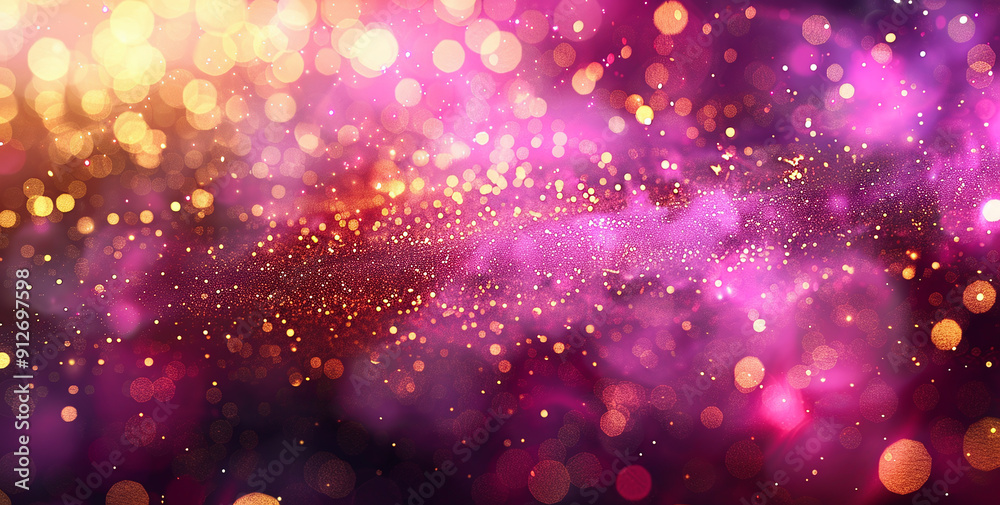 Golden Pink Bokeh Background with Sparkling Glitter and Warm Lights Golden Pink Bokeh Background with Sparkling Glitter and Warm Lights