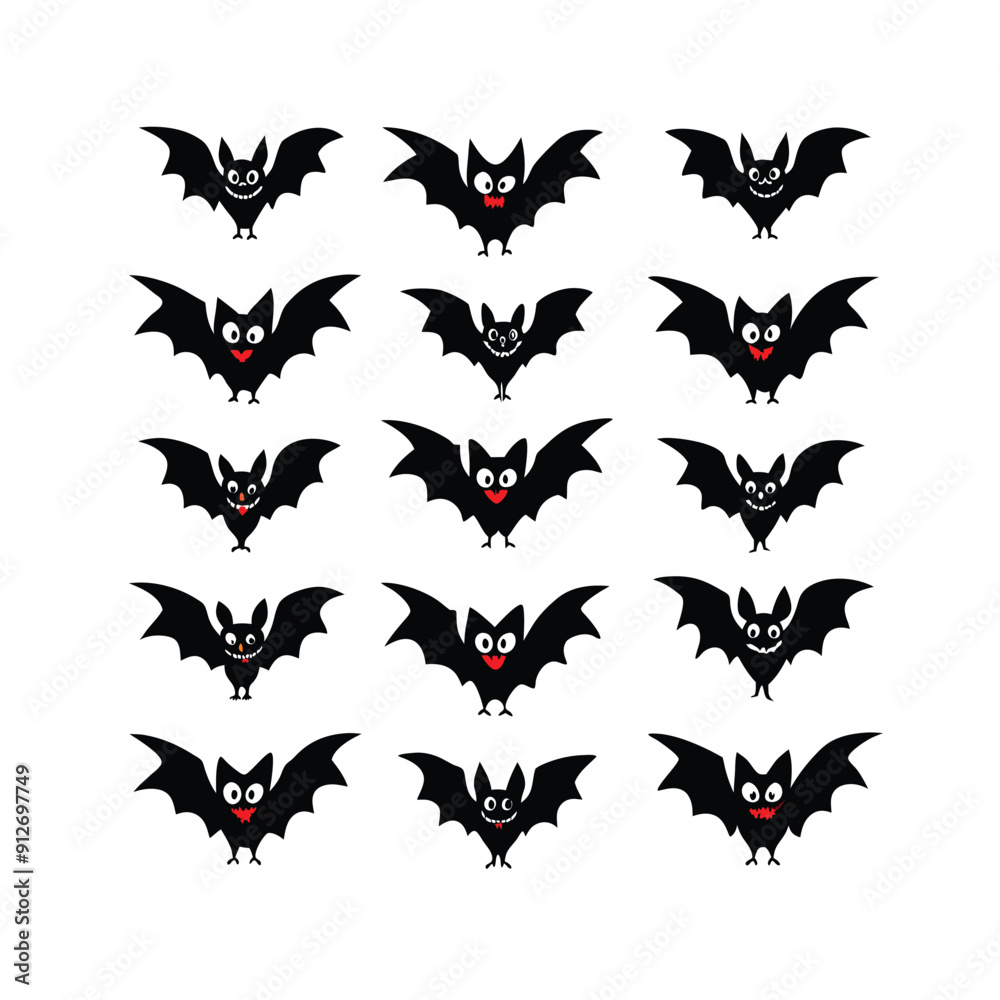 Vampire Bats Silhouettes for Halloween Vector Illustration. Vampire Bats Silhouettes for Halloween Vector Illustration.