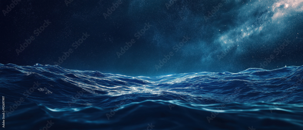 Serene ocean waves under a starry night sky, evoking tranquility and wonder in the vastness of nature's beauty.