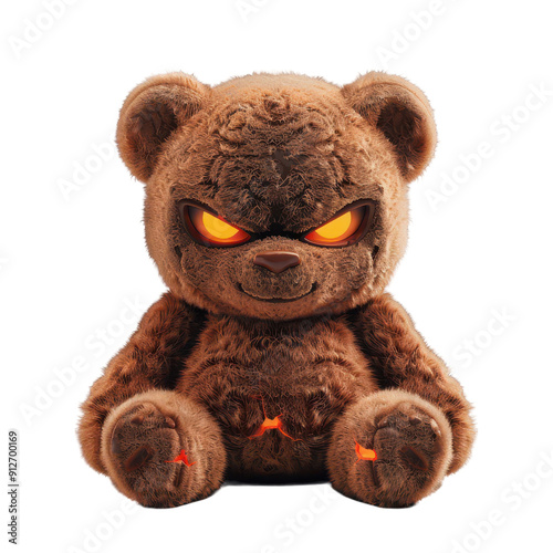 Possessed teddy bear, Halloween element, isolated on Transparent background.