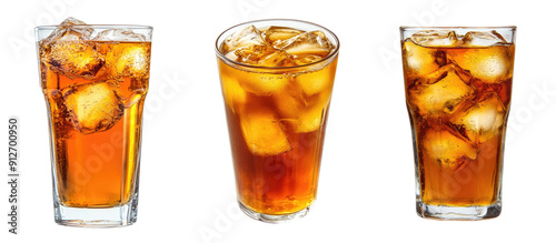 Cold ice tea in glass on a transparent background