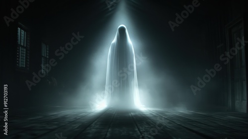 Wallpaper Mural A translucent figure with a tattered cloak, drifting down the haunted forest path in the fog Torontodigital.ca