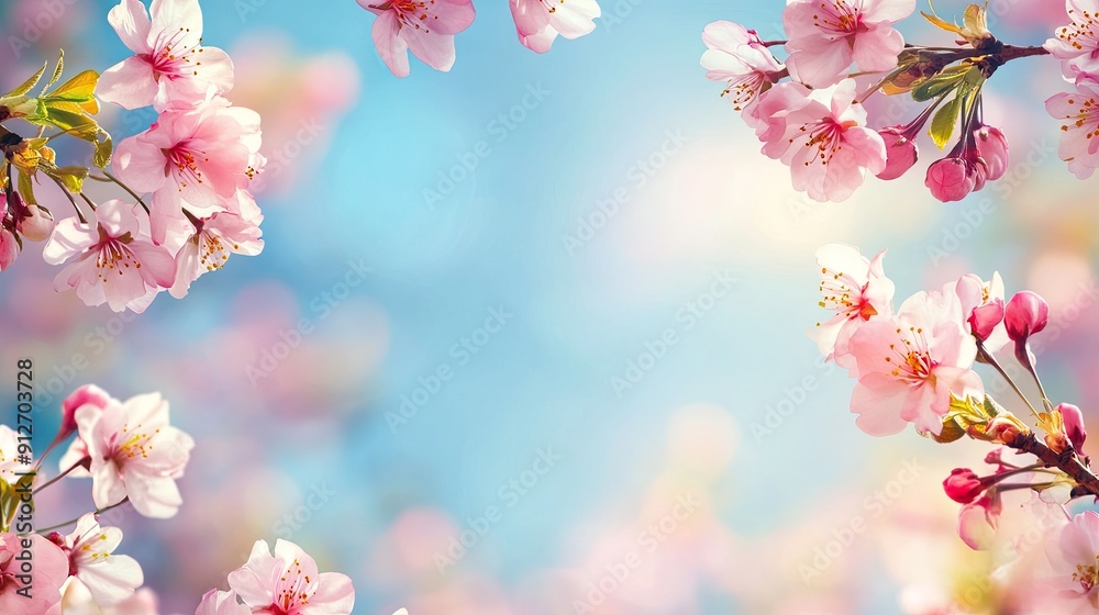 Spring blossom frame border background for banner with copy space. Spring banner background with pink blossom
Spring blossom frame border background for banner with copy space. Spring banner background with pink blossom