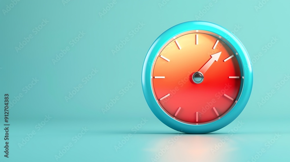 A modern clock with a vibrant color palette, symbolizing time management and efficiency in a minimalistic design. A modern clock with a vibrant color palette, symbolizing time management and efficiency in a minimalistic design.