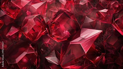 Close-up View of Vibrant Red Crystal Facets in a Shiny and Detailed 3D Render