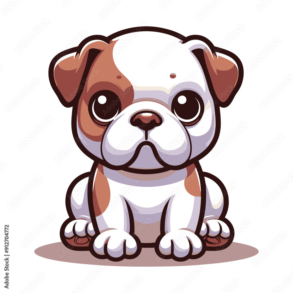 Cute Cartoon Puppy with Brown Spots Sitting, Adorable Dog Character Illustration Cute Cartoon Puppy with Brown Spots Sitting, Adorable Dog Character Illustration
