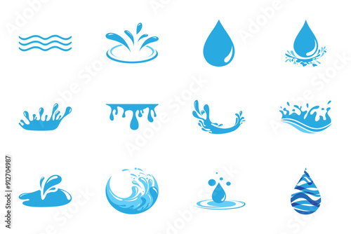 water icon set Logo Template vector illustration